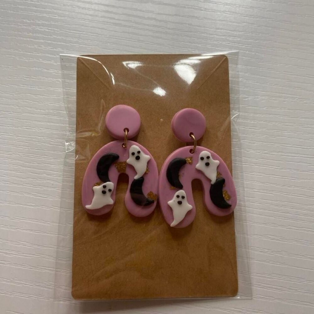 Pink Ghost Dangle Earrings